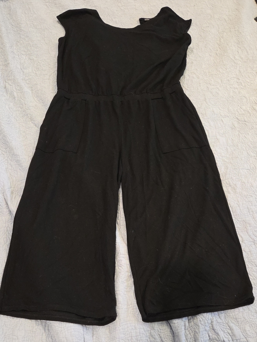 Lisa Rinna Collection Black Wide-Leg Sleeveless Jumpsuit Size L!